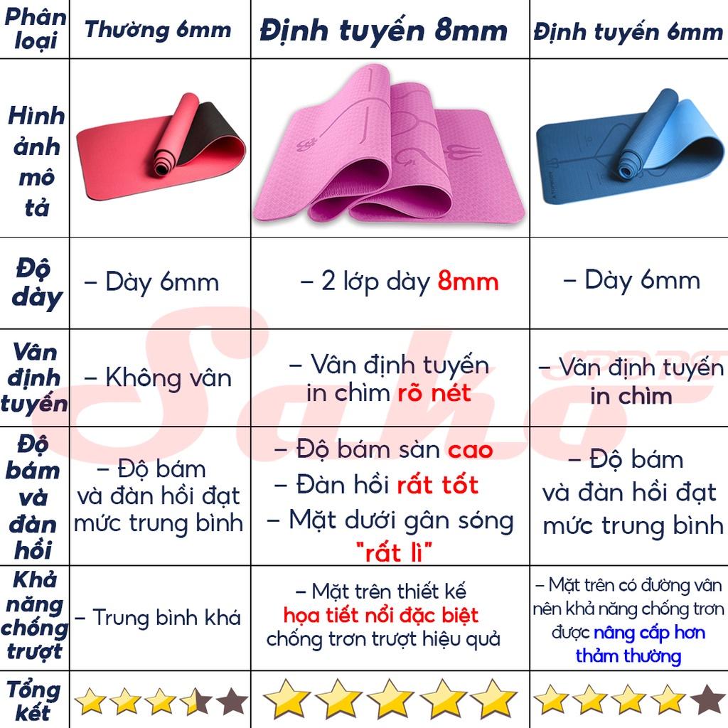 Thảm Yoga Tập Gym Định Tuyến 2 lớp 6 - 8mm Cao Cấp, Gấp Gọn, Du Lịch Tiện Lợi 88324 Đức Tài Store