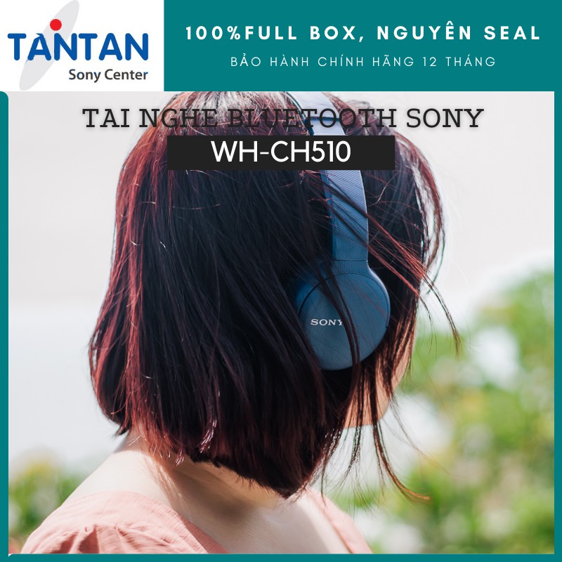 Tai Nghe Choàng Đầu BLUETOOTH Sony WH-CH510 | Pin: 35h ,Sạc nhanh - Cổng USB Type-C - Bluetooth 5.0 - Microphone | Hàng Chính Hãng