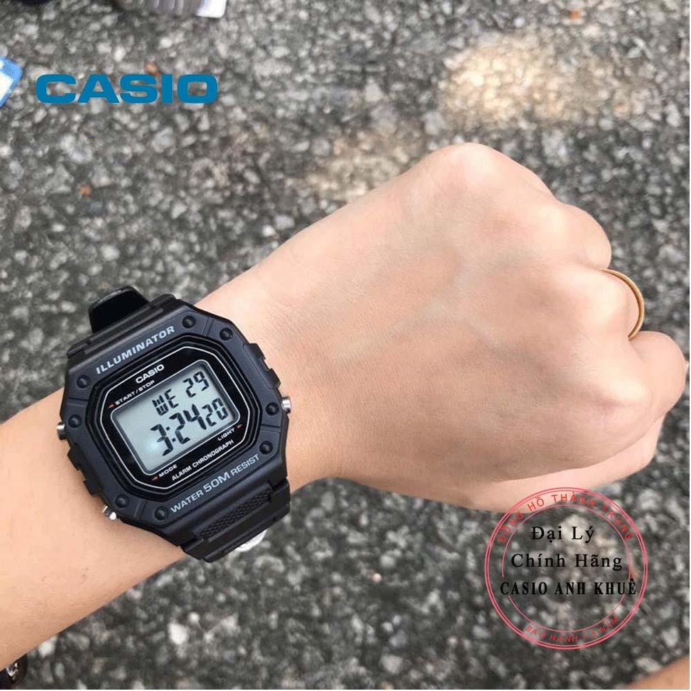 Đồng hồ điện tử nam Casio W-218H-1AVDF dây nhựa