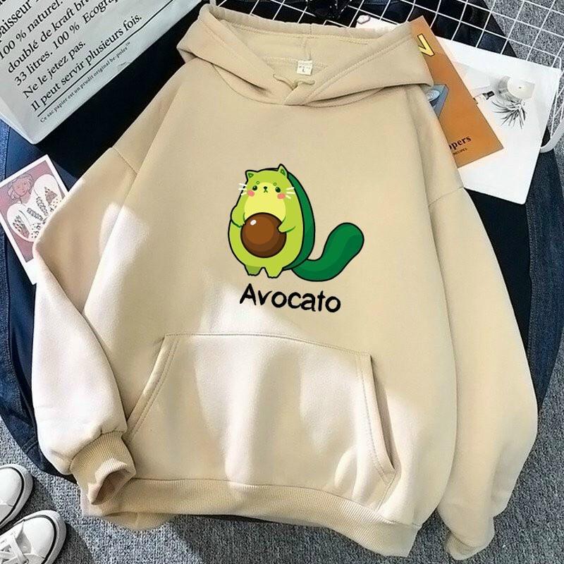 Áo Hoodie Nỉ Bông In Họa Tiết Bơ AVOCATO Form Rộng Unisex Nam Nữ Ulzzang ,Áo hoodie nam nữ - áo mũ hoodie nỉ thu đông phong cách ulzzang nhiều màu chất nỉ bông dày đẹp