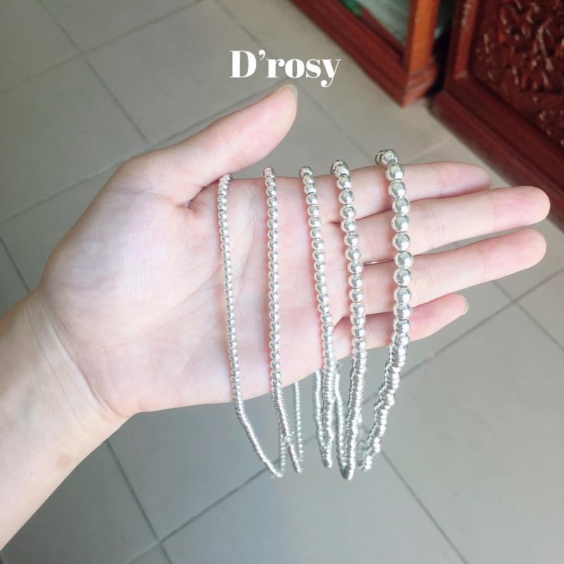 Dây chuyền bạc bi tròn trơn cho người lớn cỡ 3mm 4mm 5mm 6mm dài 47-55 cm chuẩn bạc ta c