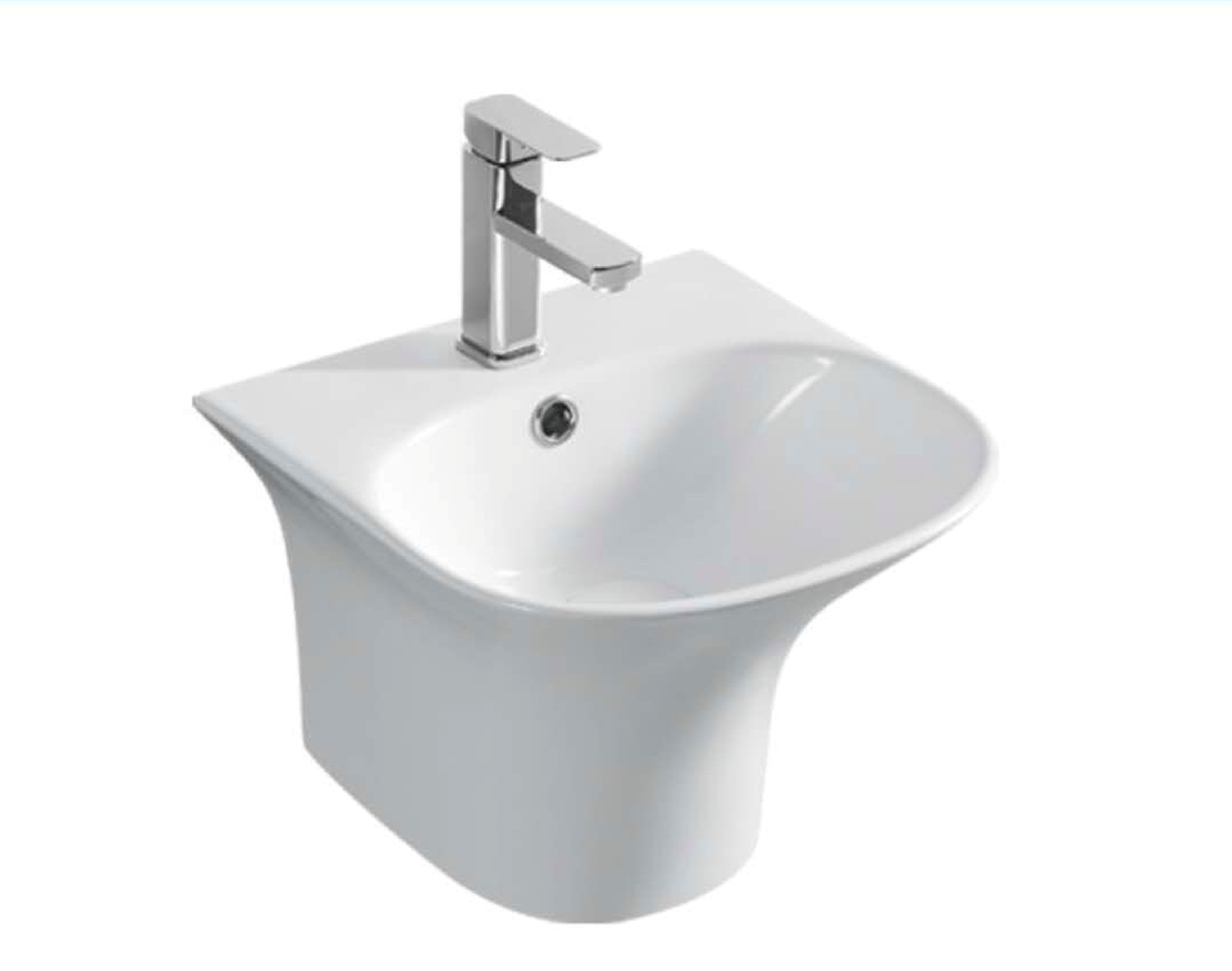 Chậu Lavabo GRVL 2812 Treo Tường liền chân tròn