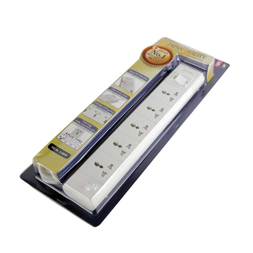 Ổ cắm 5 ổ điện; 1 công tắc; 3m; 2xUSB ELPA ESU-VNC53 - HÀNG CHÍNH HÃNG