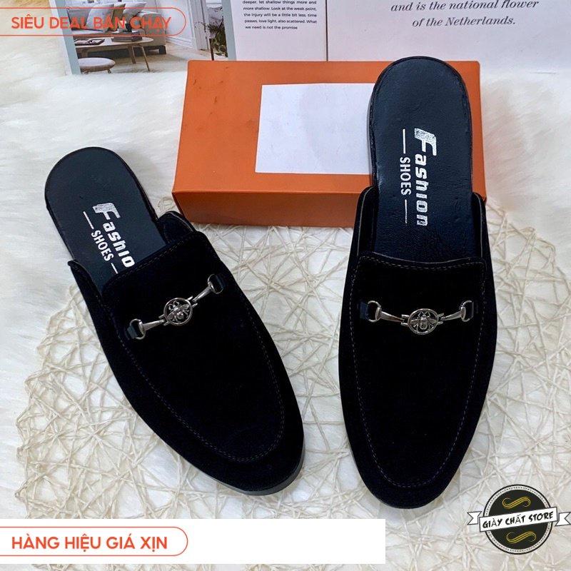Giày sục nam Vải Nỉ xích ngang Ong - Sục nam sang chảnh mẫu mới 2020 VN02