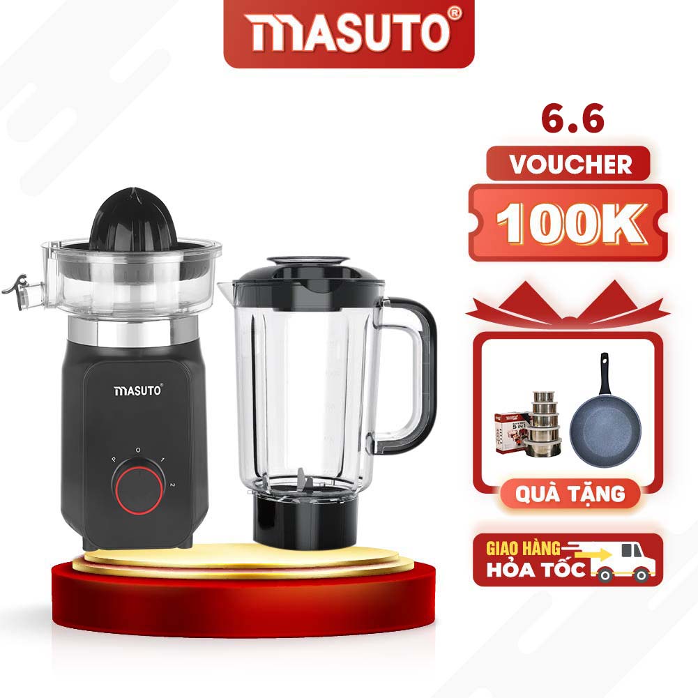 Máy xay sinh tố vắt cam đa năng Masuto Blender cối 1,25L say đá viên hoa quả smoothie siêu nhuyễn mịn-HÀNG CHÍNH HÃNG