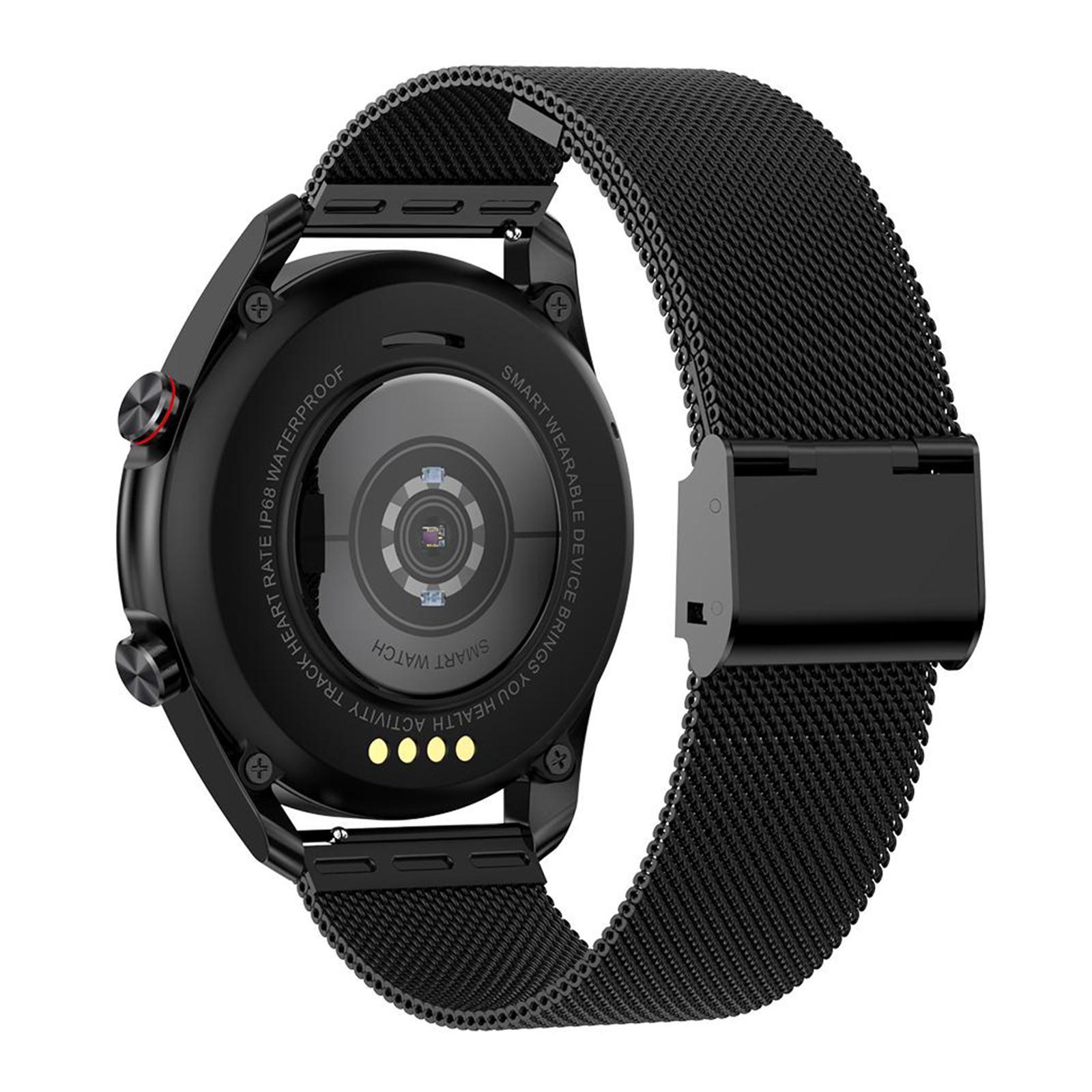 2xL19 IP68 Waterproof Blood Pressure Oxygen Monitor Smart Watch Sport Bracelet Black Steel