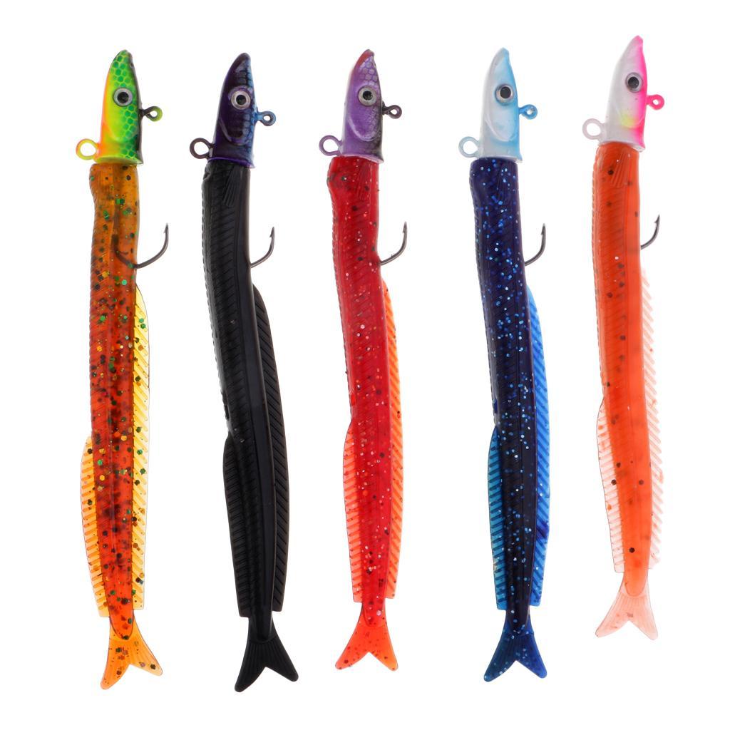 5pcs Soft Fishing Lure Jig Head Lure Worm Lures Swimbait 3D Eyes Sink Lures Made of high quality material and durable to use