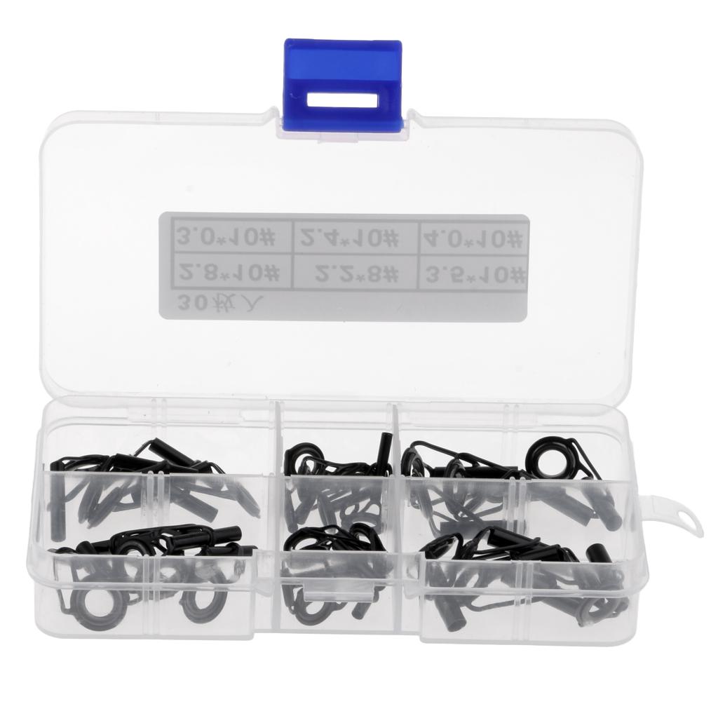 30Pcs/box Fishing Rod Guides Replacement Tip Ring Ceramic Guide .2-4mm