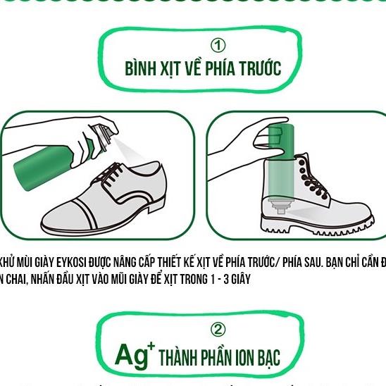 Combo 2 Bình xịt lưu hương chống hôi chân, thối chân, khử mùi giày công nghệ Bạc ion, kháng khuẩn