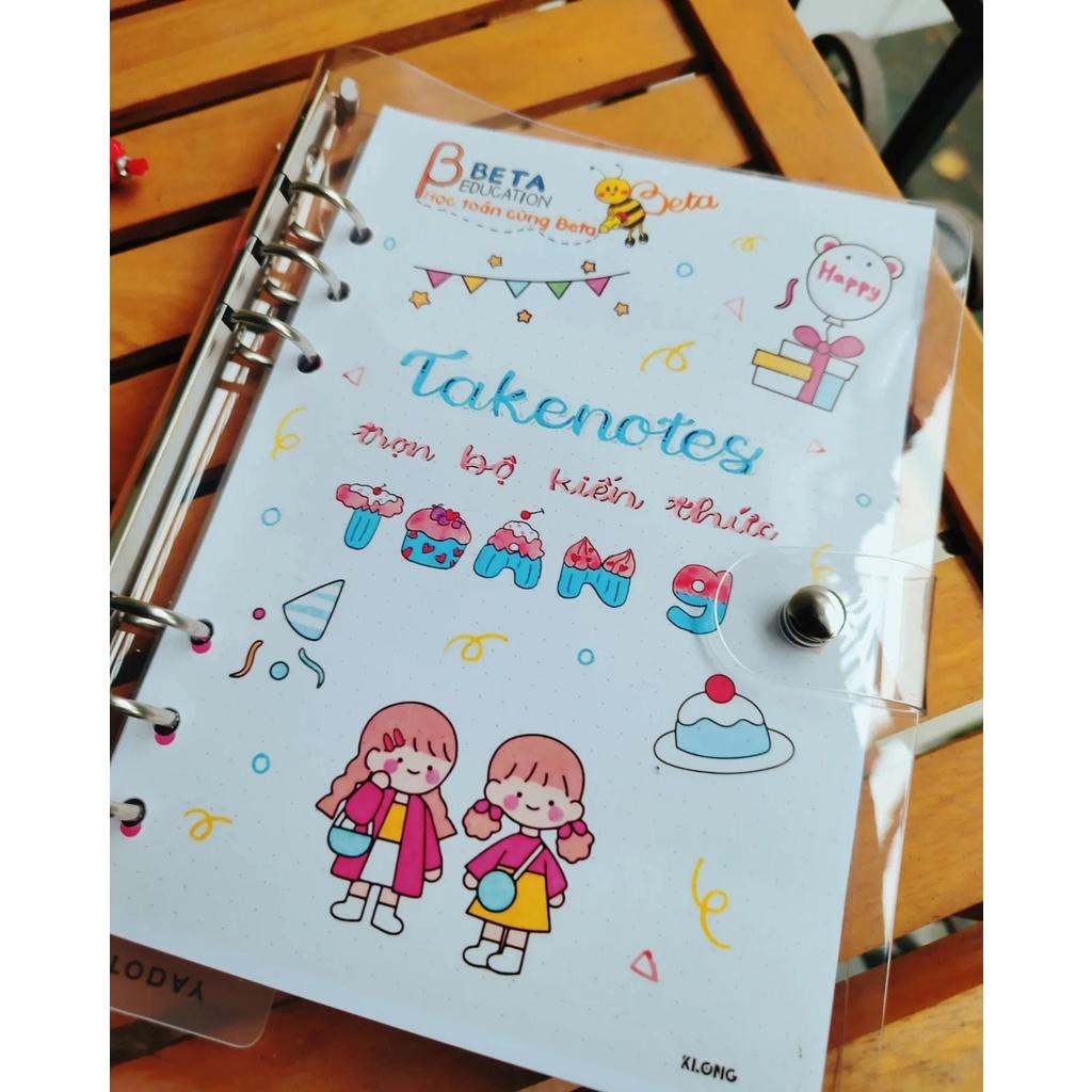 Sổ takenote toán 9, sổ tay ghi chép toán 9, sổ lò xo bìa trong Beta, sổ còng đóng Binder làm sổ planner bullet journal