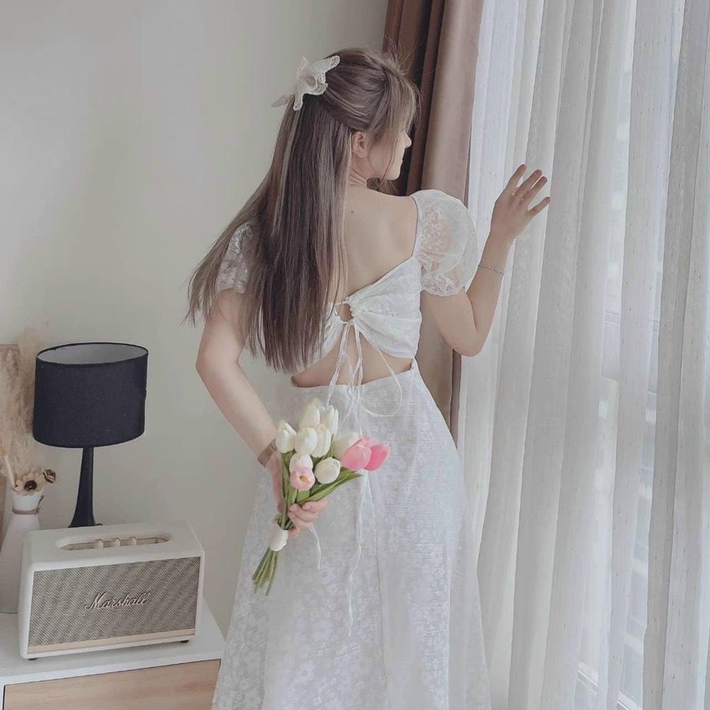 ĐẦM MIDI VOL HOA KHOÉT LƯNG BIGSIZE  14199