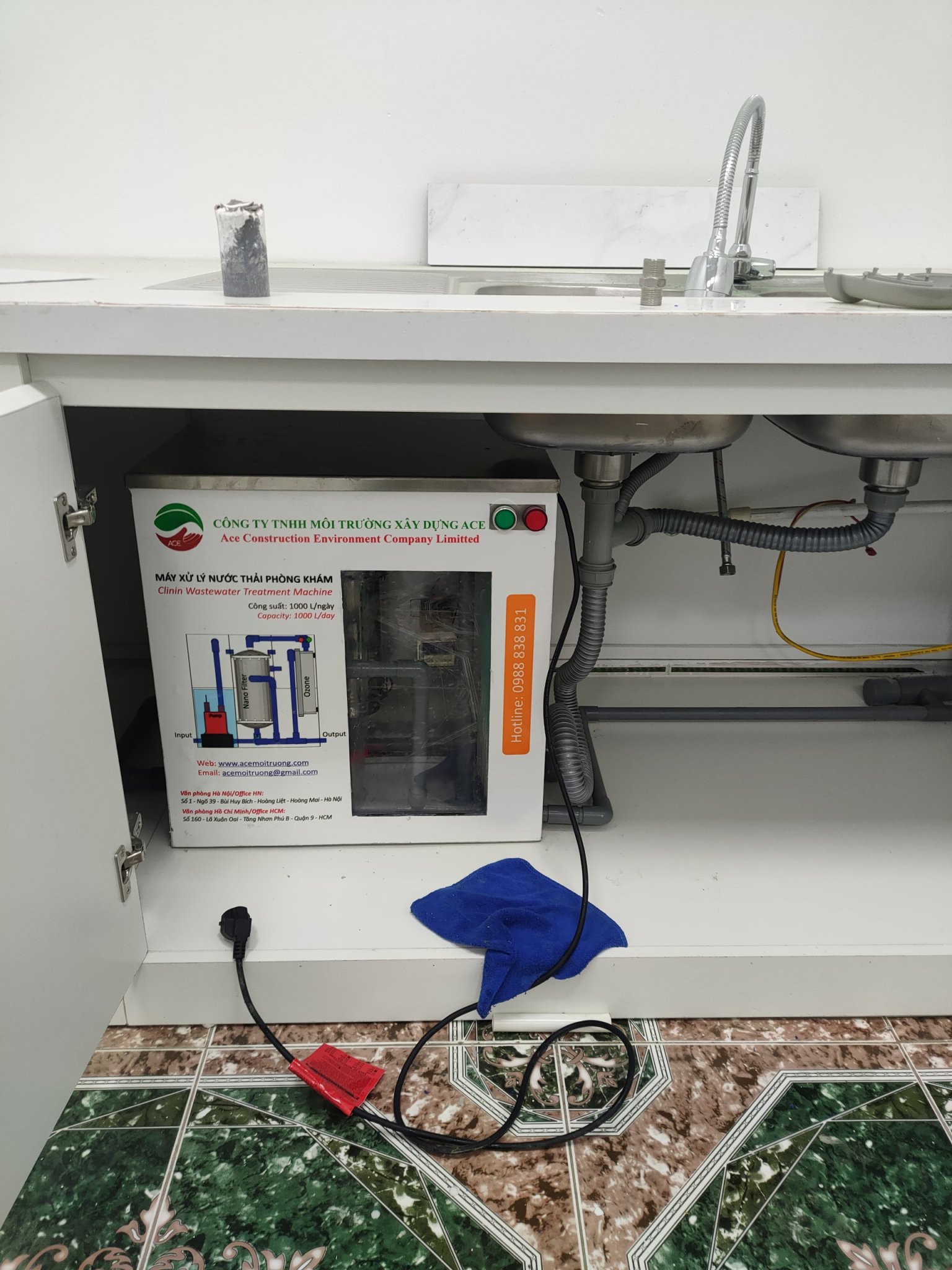 (Hàng chính hãng) Máy lọc nước thải Litero ACE1000I xử lý nước thải Phòng khám tim mạch công nghệ oxy hoá bậc cao kết hợp lọc nano và than hoạt tính 1 bộ