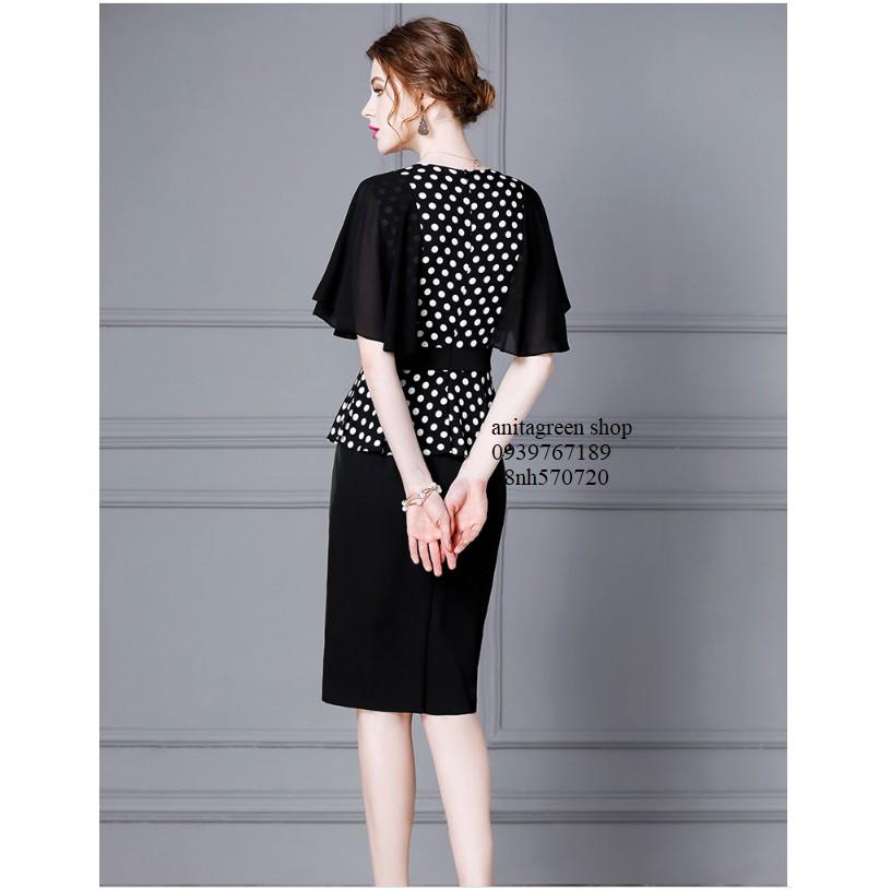 Nh570720-ĐẦM BODY PEPLUM CHẤM BI