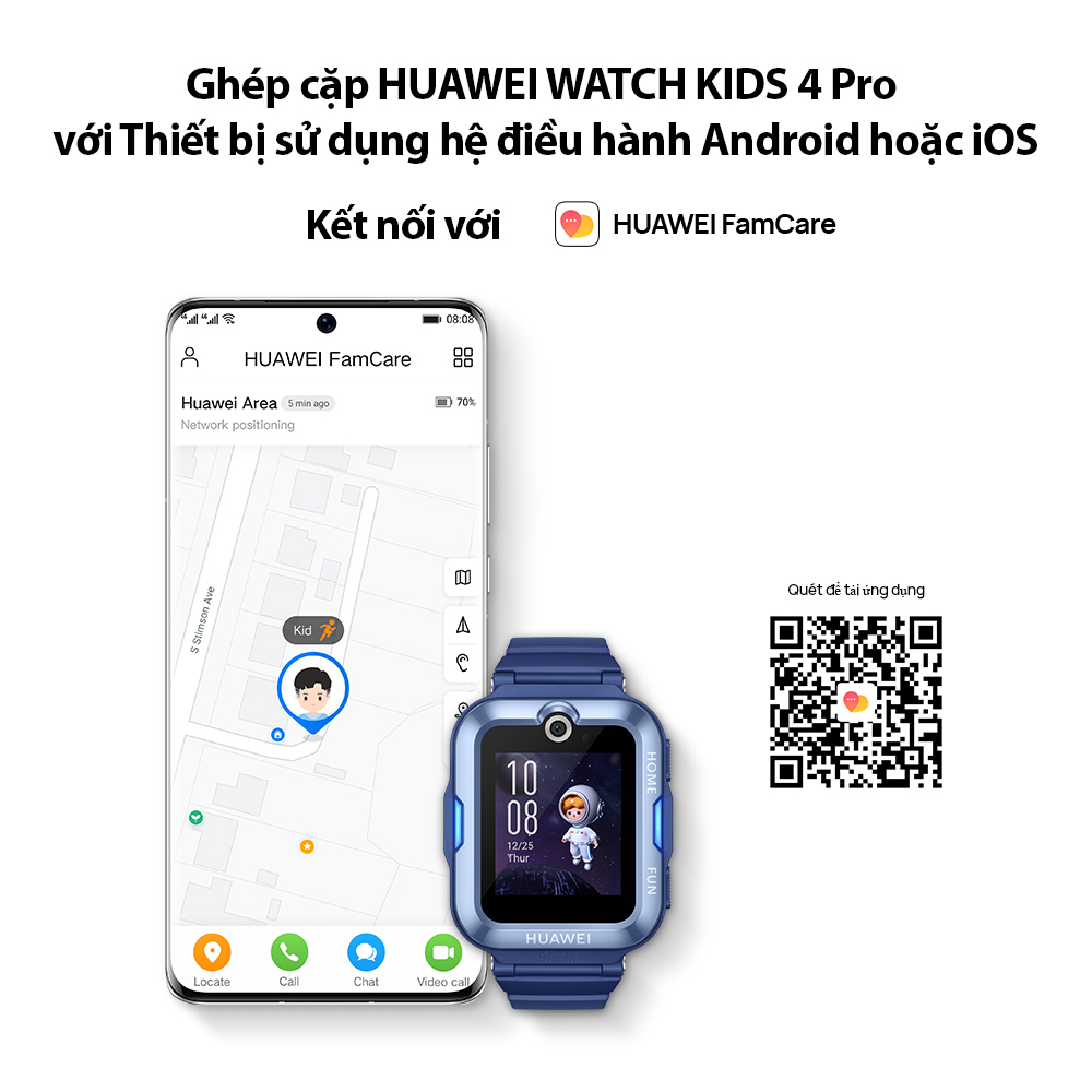 Đồng Hồ Thông Minh Trẻ Em HUAWEI WATCH KID 4 Pro | Gọi video HD | Định vị GPS bằng AI | Kháng nước ở độ sâu 50m | Hàng Chính Hãng