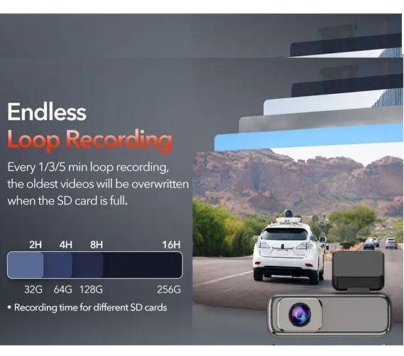Camera Hành Trình Wifi Q3 2K 2560x1440P Kết Nối Điện Thoại, Màn Hình Android/iOS