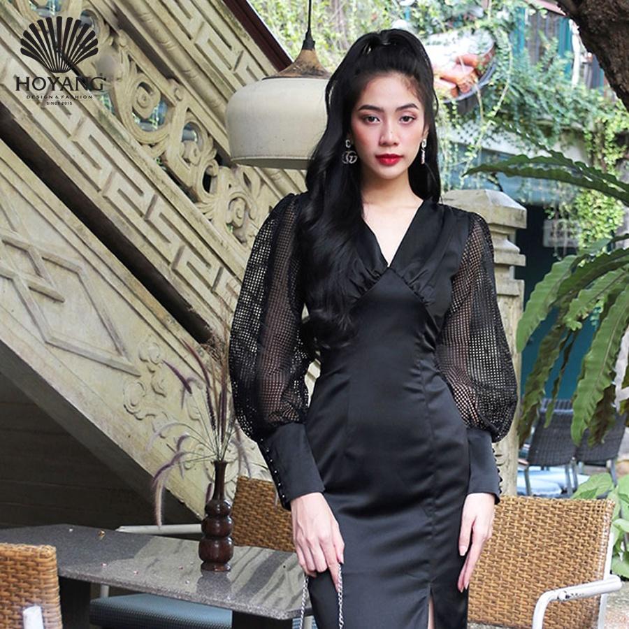 Đầm Lụa Body Tay Lưới Phồng Sang Chảnh HOYANG DHY18
