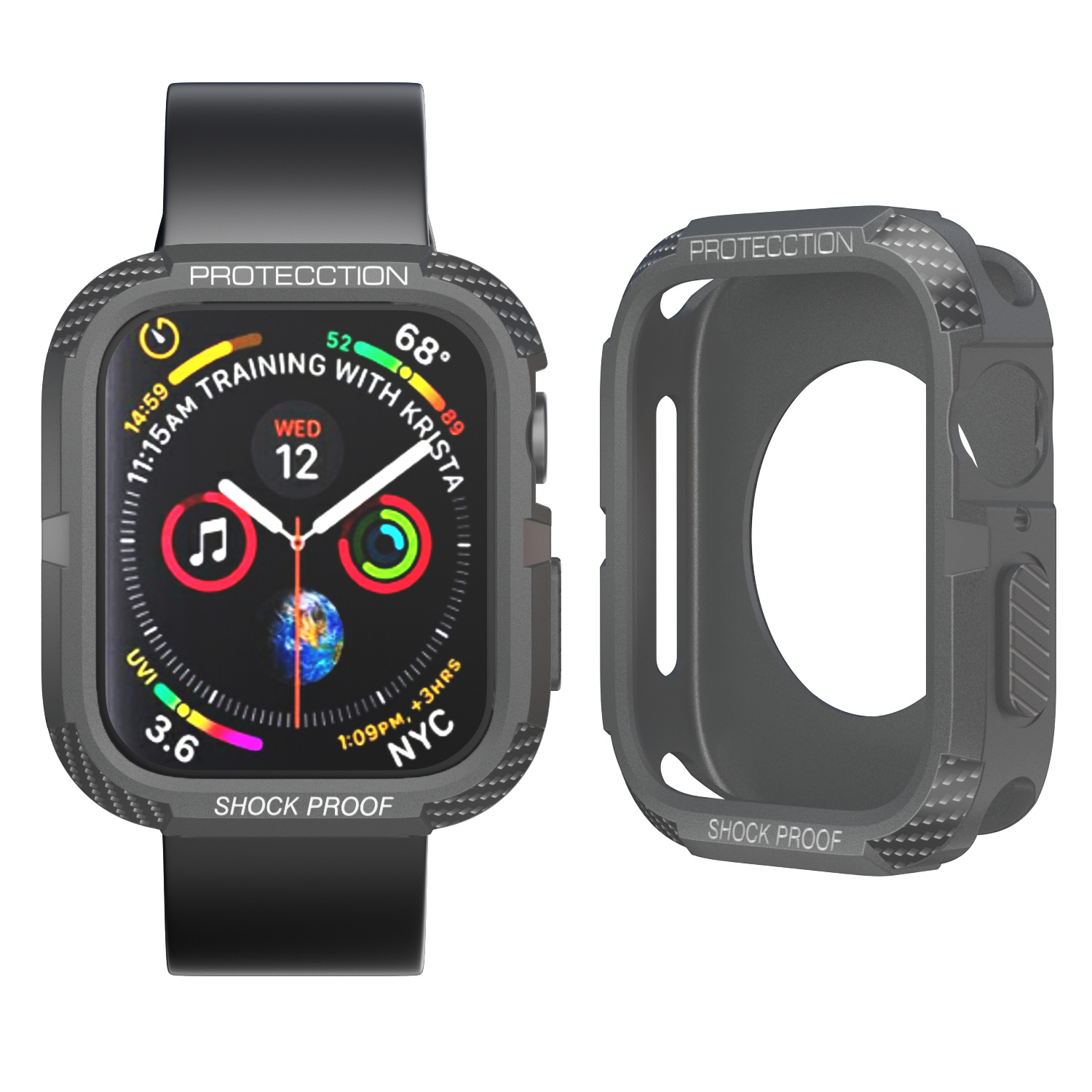 Ốp Bảo Vệ Case Armor Carbon cho Apple Watch Series 8 / Apple Watch Series 9 Size 41mm/45mm