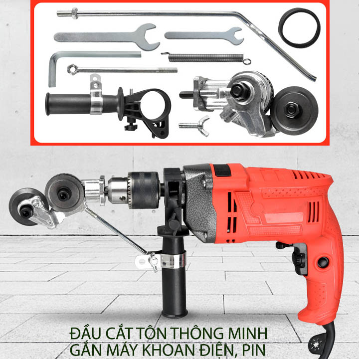 Đầu chuyển đổi cắt tôn thế hệ mới, biến máy khoan vít điện 220V, khoan pin thành máy cắt tôn