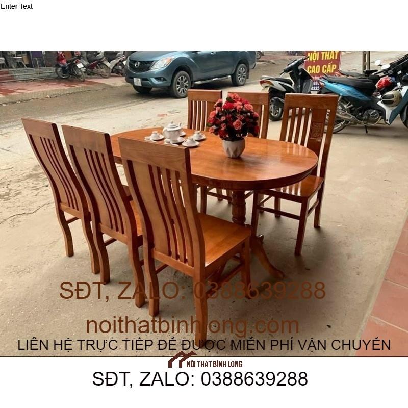 Bàn ăn bầu dục 6 ghế đục Thọ