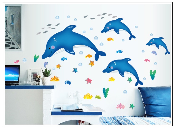 Decal dán tường Cá heo nhảy múa AmyShop DB023