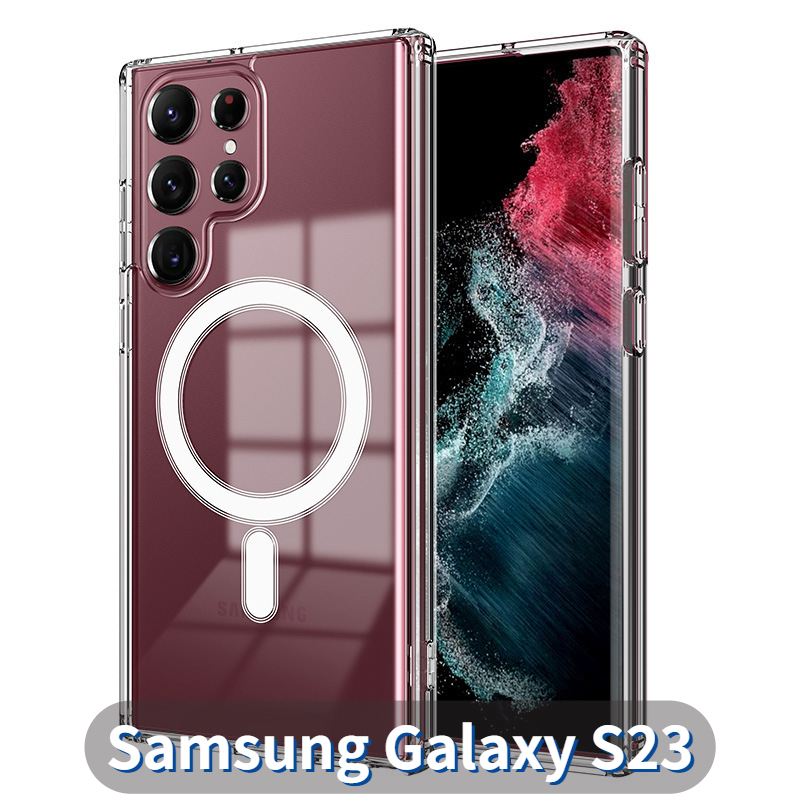 Ốp Lưng hỗ trợ sạc không dây nam châm Trong Suốt Dành Cho Samsung S23 Ultra, S23 Plus