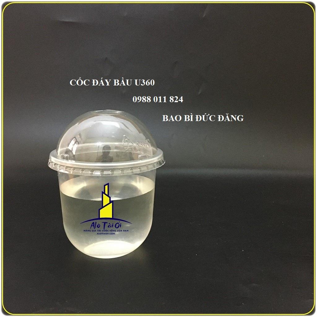Cốc nhựa đáy bầu 360ml – Ly nhựa chữ U 360ml có thể dập màng làm nắp.