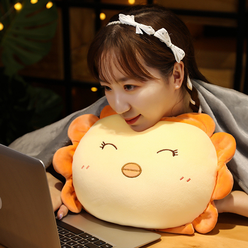 Bộ chăn gối văn phòng 2in1 - Bộ chăn gối hoa quả hình thú viền hoa