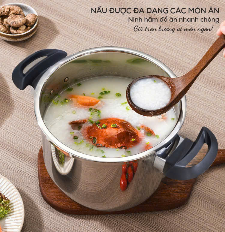 Nồi áp suất từ Seka SK5859 inox 304 dung tích 4L và 6L tặng kèm vung kính, Dùng được mọi loại bếp