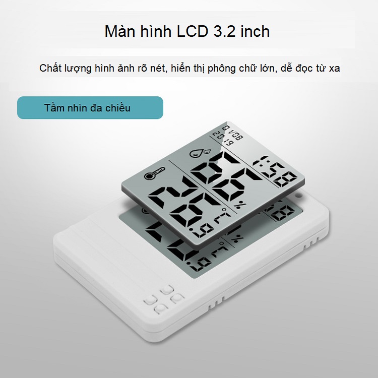 Dụng cụ đo nhiệt độ, độ ẩm mini  màn hình LCD PD 03 ( Giao màu ngẫu nhiên ) ( Tặng kèm pin )