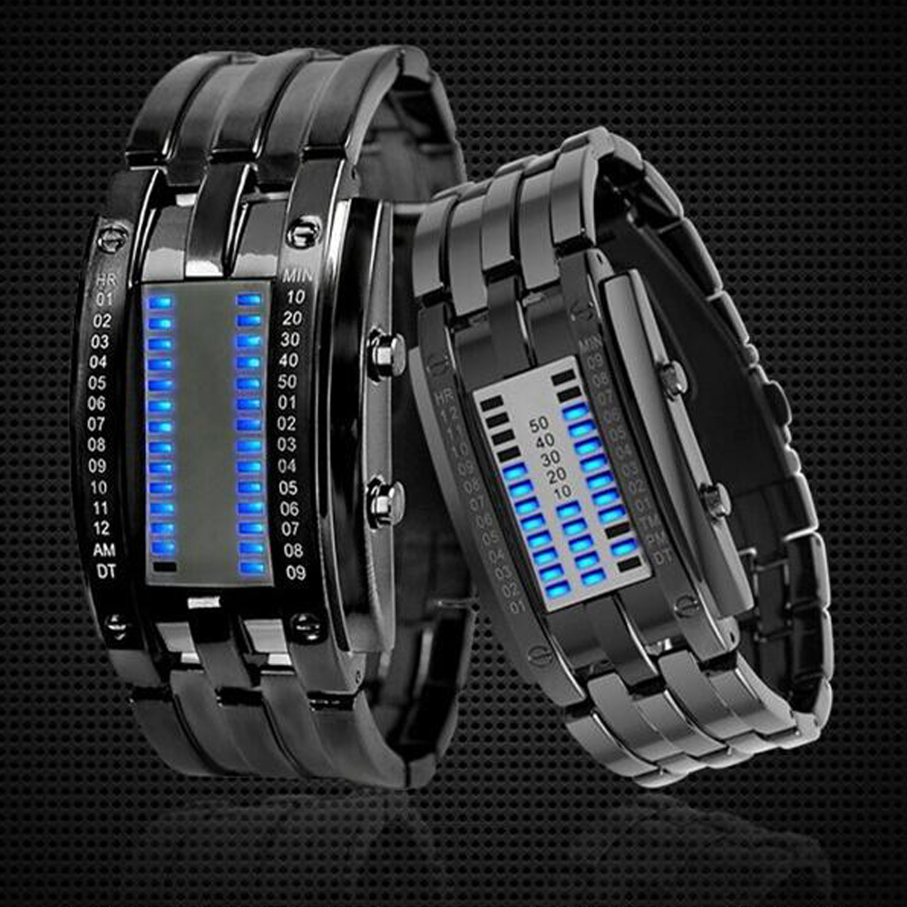 Đồng hồ điện tử không thấm nước làm từ thép không gỉ, màn hình LED