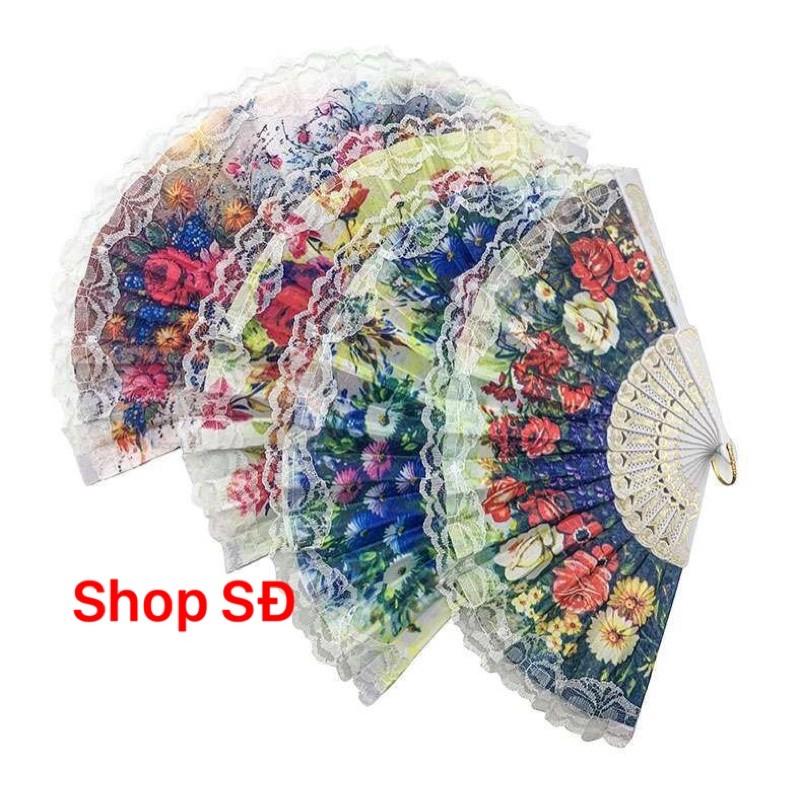 Quạt xếp vải cổ điển - ngẫu nhiên