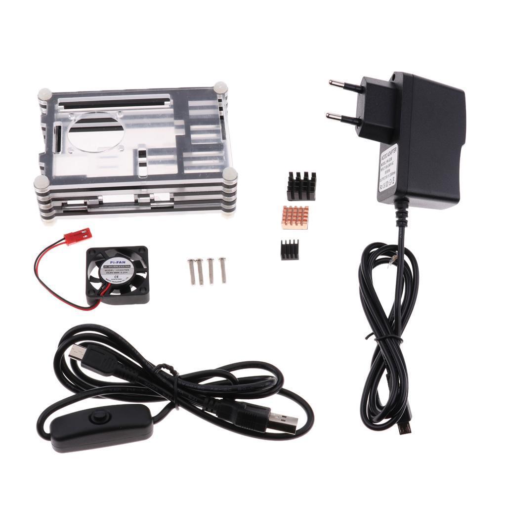 Clear Acrylic Case + Cooling Fan and Heatsinks for Raspberry Pi2 Pi3 Model B