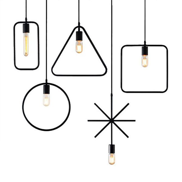Đèn thả trang trí 5 hình học cao cấp trang trí cửa hàng, quán cafe, quầy bar - tặng kèm bóng LED chuyên dụng
