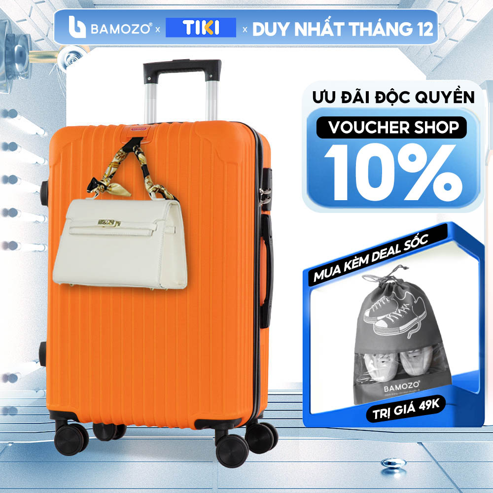 Vali Du Lịch Bamozo 8801 Vali Kéo Nhựa Được Bảo Hành 5 Năm - Cam - Size 24