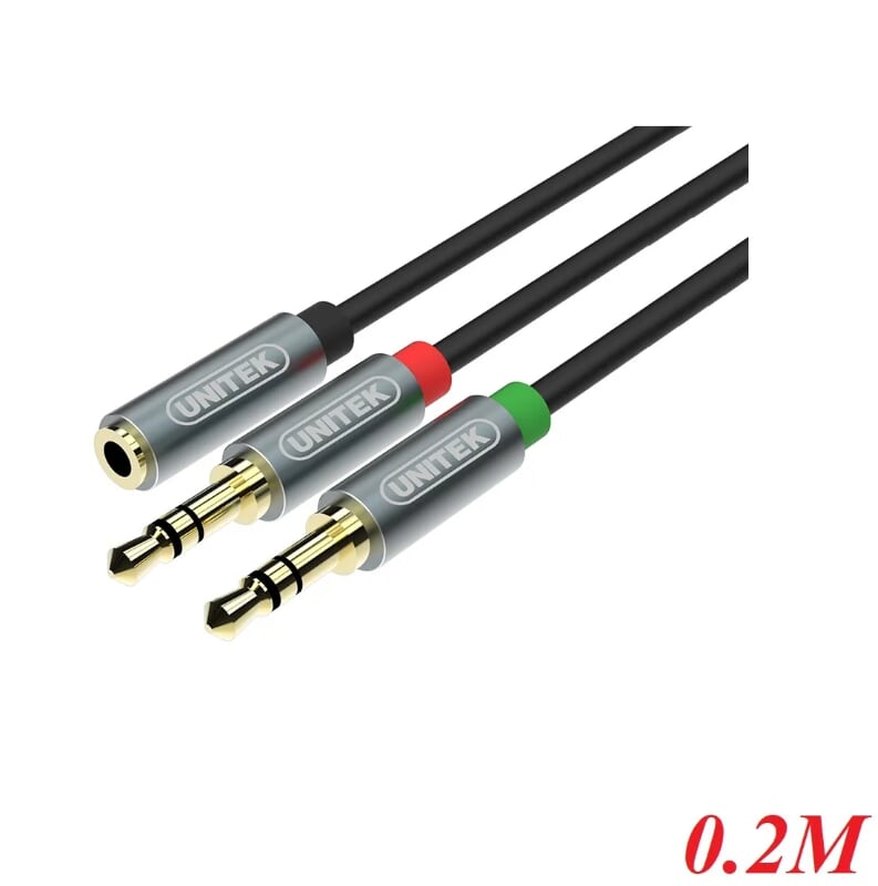 Cáp gộp audio và mic 3.5mm Unitek Y957ABK - Hàng nhập khẩu