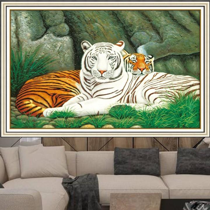 Tranh đá mãnh hổ hùng phong LG1438 - kích thước: 70 * 50cm.