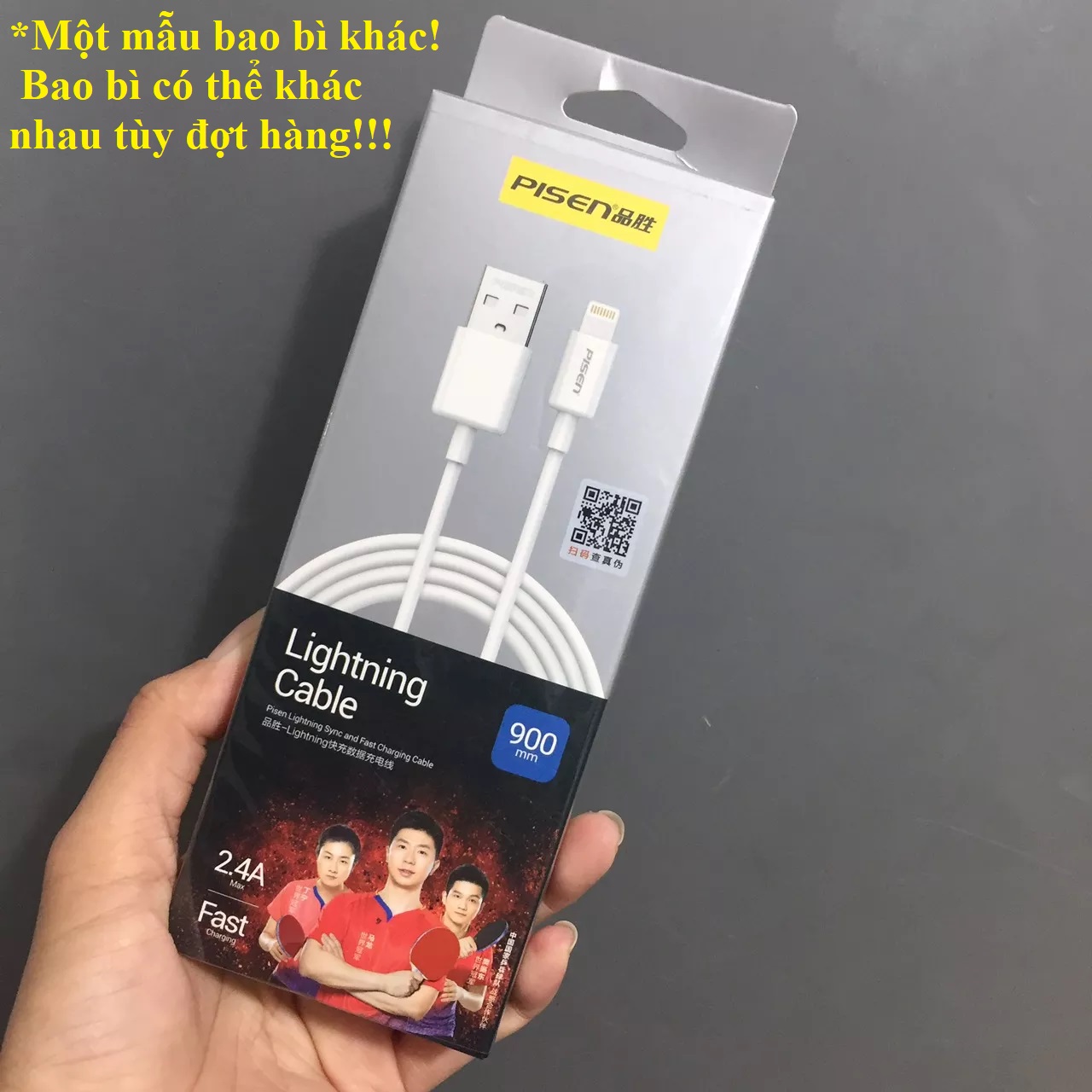 Cáp sạc cho ip 2.4A dây trắng nhỏ giống dây nguyên bản thương hiệu Pisen AL05 _ Hàng chính hãng