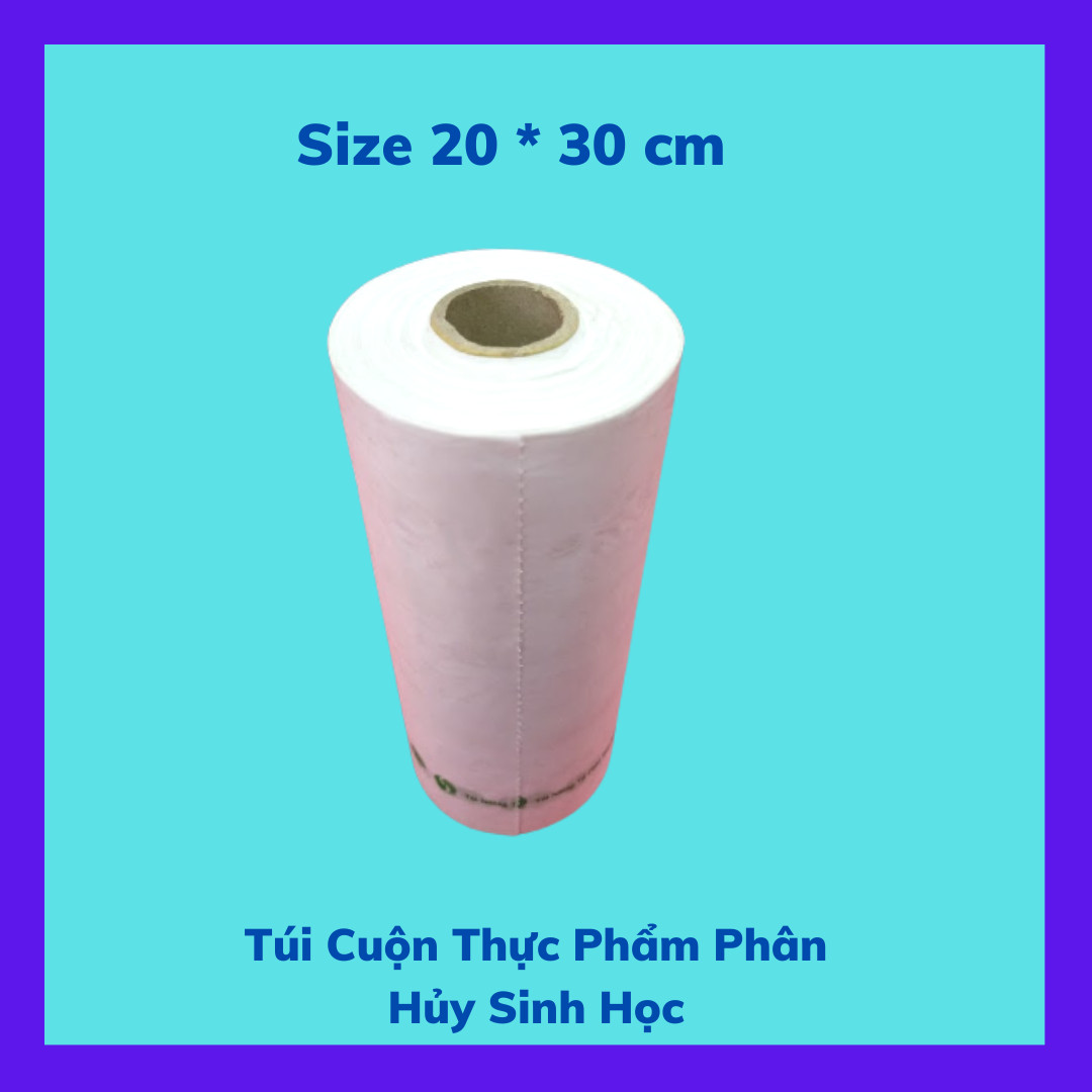 Set 4  Kí Túi Đựng Thực Phẩm Tự Hủy Sinh Học - Dạng Cuộn - Màu Trắng Sữa - Size 20 * 30 cm /  Set 4 Kilograms of Bio-degradable Plastic Bag- In Rolls - Color Milk White - Size 20 *30 cm