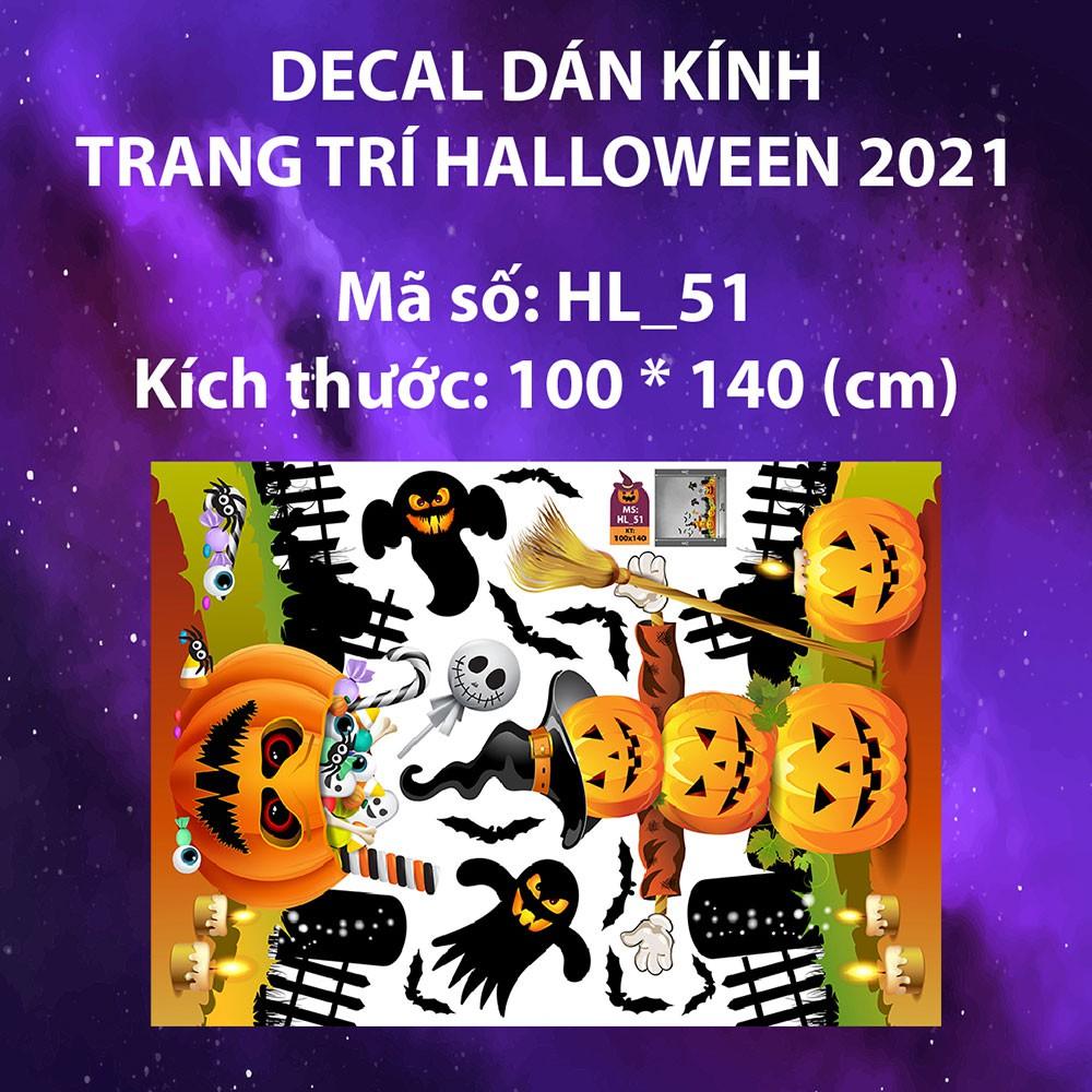 DECAL TRANG TRÍ HALLOWEEN 2021 COMBO LỄ HỘI MA QUÁI CÙNG BÍ NGÔ