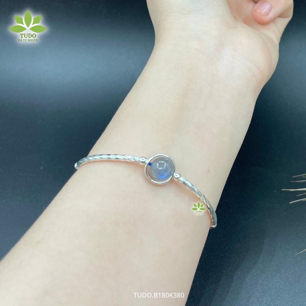 Vòng Tay Nữ Đẹp - Vòng Phong Thủy Mệnh Thủy Mộc TUDO B180K380 VCBAQUA 1 hạt xanh dương mix charm Bạc Hồ Điệp