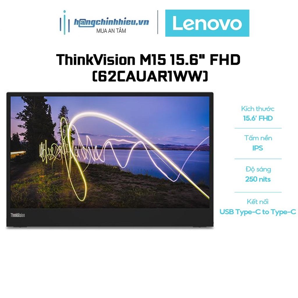 Màn Hình Di Động Lenovo ThinkVision M15 15.6&quot; FHD 62CAUAR1WW Hàng chính hãng