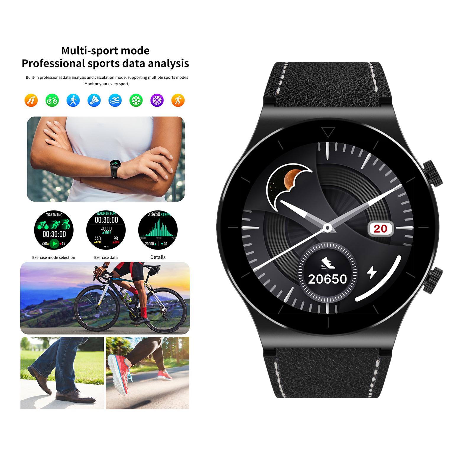 Fashion Business Music Sports Men Smartwatch Waterproof Bluetooth Call Fitness Tracker,Long Battery