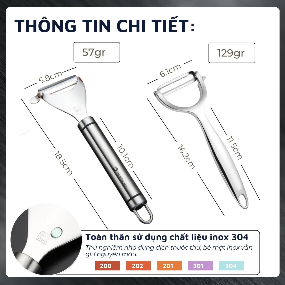 Dụng cụ gọt vỏ inox 304 DandiHome