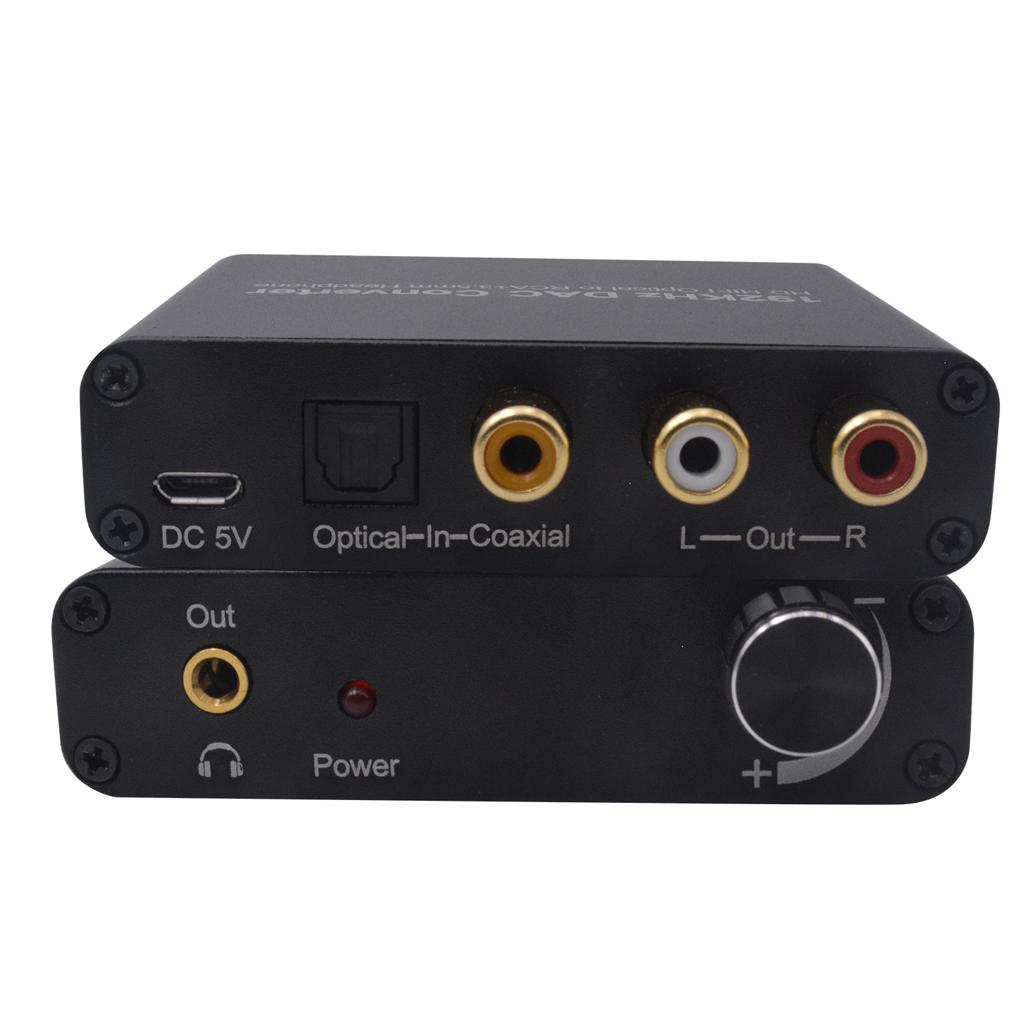 192kHz DAC Converter with Volume Adjustment Optical Coaxial Toslink to Analog