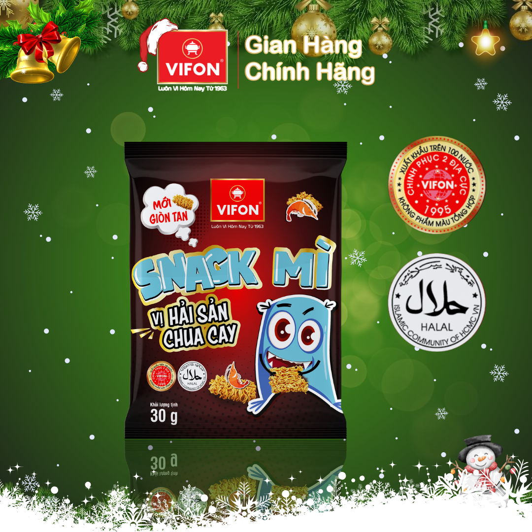 Thùng 24 Snack Mì Hải Sản Chua Cay VIFON (30gr/ Gói)