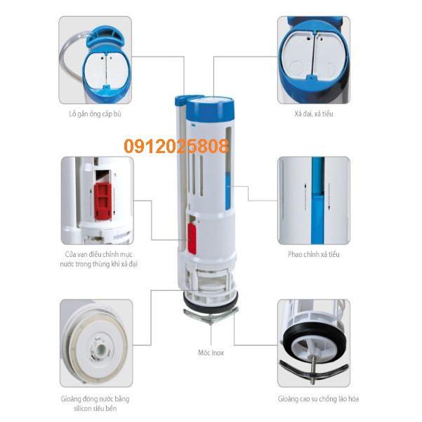 VS1808 - Bộ xả bồn cầu LIỀN KHỐI 2 nhấn - cao 26 cm