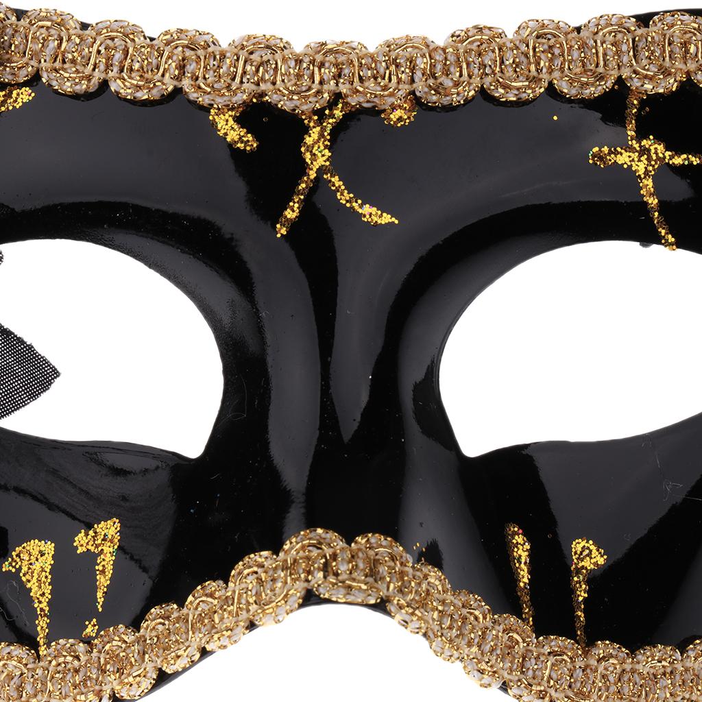 7xFeather Flower Mask Masquerade Ball Party Eye Mask Venetian Eye Mask Black