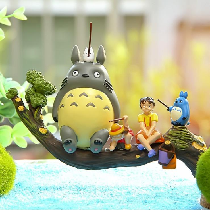 Các mẫu mô hình hoạt cảnh Totoro và các bạn ngồi câu cá dùng trang trí tiểu cảnh, bonsai, terrarium, DIY