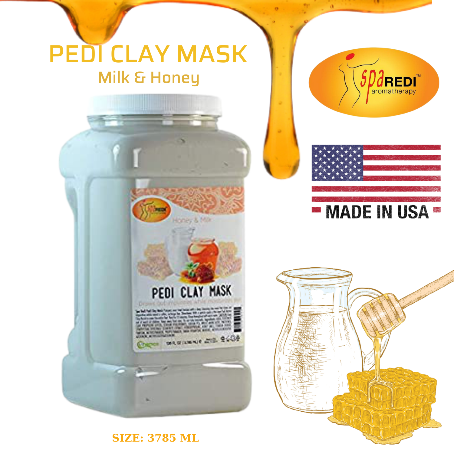 Măt nạ đất sét Pedi Clay Mask mùi Sữa Mật Ong 3785 ml