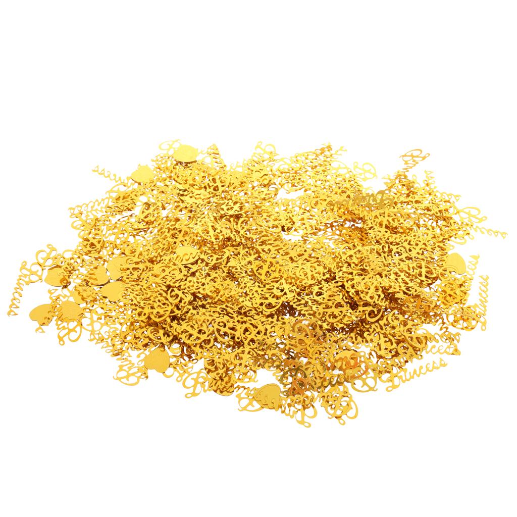 15g Glitter PRINCESS Heart Confetti Foil Girls Birthday Party Decor Gold